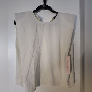 Elegant White Sleeveless Top Size S #178